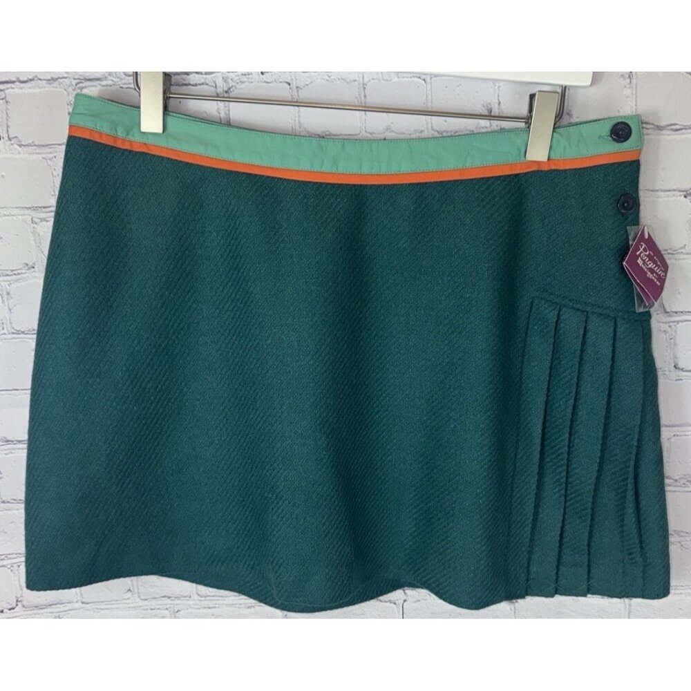 NWT PENGUIN Womens' Green Wool Blend Mini Skirt Size 6
